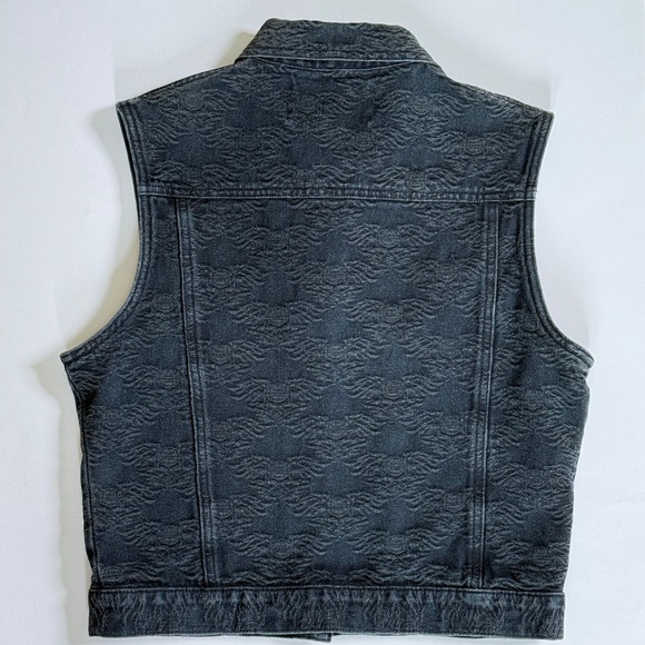 HARLEY-DAVIDSON Charcoal Jean Vest Distressed Silver Logo Buttons (S) - Picture 2 of 7